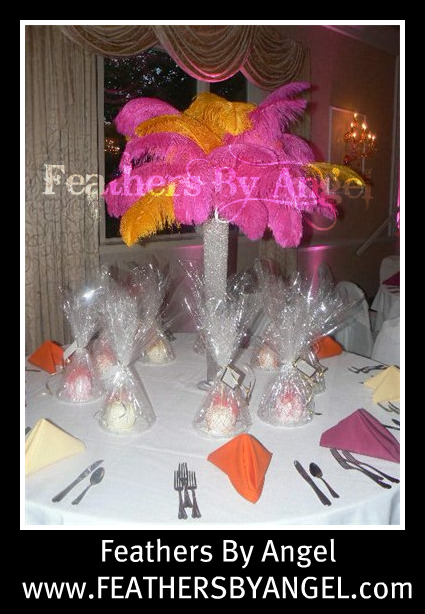 We will showcase our ostrich feather centerpieces in many different colors