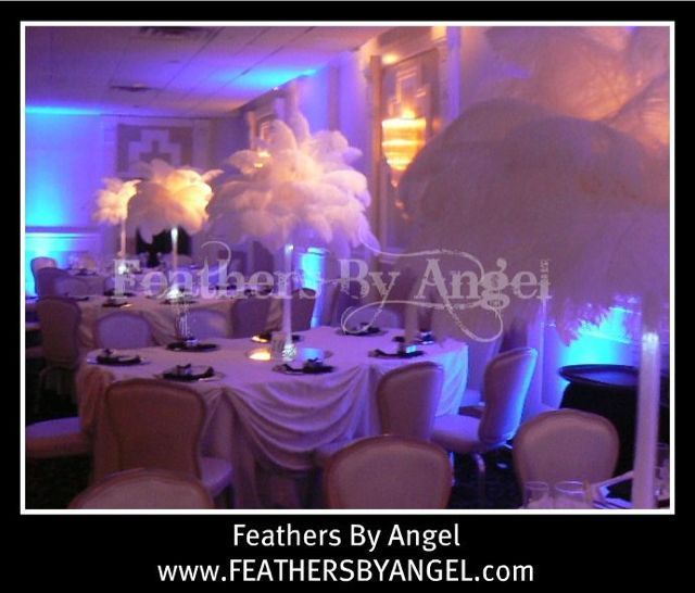 Beautiful ostrich feather centerpieces rented in Verona NJ